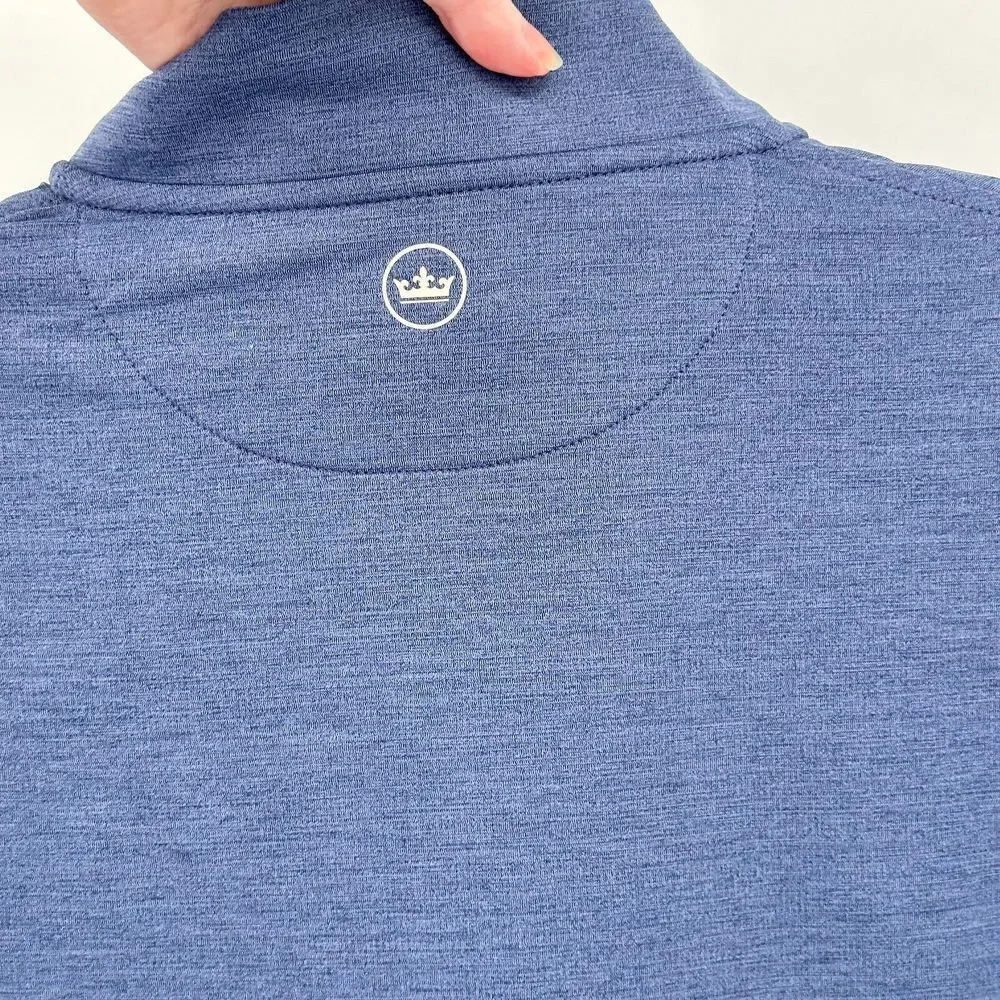 Peter Millar Quarter Zip Pullover Men M Blue Trility Logo Golf Activewear Preppy